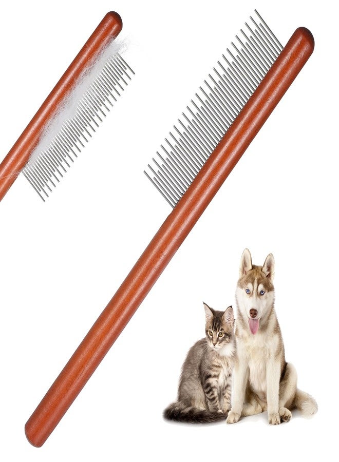 FdcZeyxior Cat Comb, Rabbit Dog Hair Brush Flea Lice Comb Deshedding Brush with Wood Handle, Fine Wide Teeth Remove Tangles, Shedding Fur Fleas​ Grooming Tool for Long Short Haired Cats Dogs Puppy Rabbits - Image 1